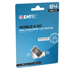 EMTEC - DUAL USB3.2 T260 - TYPE-C - ECMMD64GT263C - 64GB EMTD64GT263C