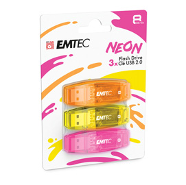 EMTEC MEMORIA 3PZ USB2.0 C410 8GB NEON EMTD8GC410P3N