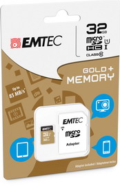 EMTEC - MICRO SDHC CLASS 10 GOLD + CON ADATTATORE - ECMSDM32GHC10GP - 32GB EMTSD32GHC10GP