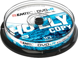 EMTEC - DVD+R - REGISTRABILE, 4,7GB, 16X SPINDLE - CONF. 10 PZ EMTPR471016CB