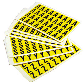 LETTERE ADESIVE DA A A Z - 19 X 14 MM - 36 ET/FG - 26 FOGLI - NERO/GIALLO - BEAVERSWOOD - CONF. 936 ETICHETTE 98333