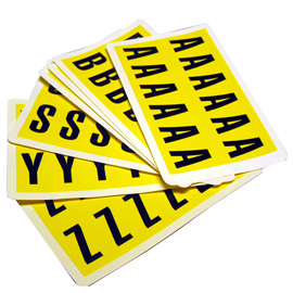 LETTERE ADESIVE DA A A Z - 38 X 21 MM - 12 ET/FG - 26 FOGLI - NERO/GIALLO - BEAVERSWOOD - CONF. 312 ETICHETTE 98334