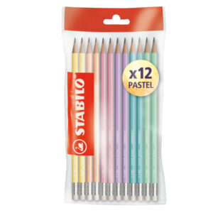 MATITA IN GRAFITE SWANO PASTEL - GRADAZIONE HB - CON GOMMINO - FUSTO IN 6 COLORI PASTEL - STABILO - CONF. 12 PEZZI 88892
