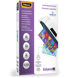 POUCHES A4 80 MCR 100PZ. FELLOWES 53374