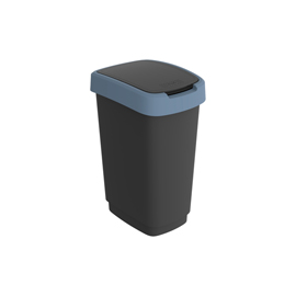 PATTUMIERA CON COPERCHIO BASCULANTE - 25 L - PPL - NERO/BLU - ROTHO 97444