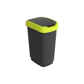PATTUMIERA CON COPERCHIO BASCULANTE - 25 L - PPL - NERO/VERDE LIME - ROTHO 97445