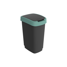 PATTUMIERA CON COPERCHIO BASCULANTE - 25 L - PPL - NERO/VERDE SCURO - ROTHO 97443