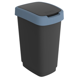 PATTUMIERA CON COPERCHIO BASCULANTE - 50 L - PPL - NERO/BLU - ROTHO 97447
