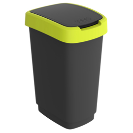 PATTUMIERA CON COPERCHIO BASCULANTE - 50 L - PPL - NERO/VERDE LIME - ROTHO 97448