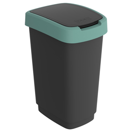 PATTUMIERA CON COPERCHIO BASCULANTE - 50 L - PPL - NERO/VERDE SCURO - ROTHO 97446