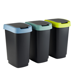 KIT 3 PATTUMIERE C/COPERCHIO BASCULANTE 50LT (GRIGIO/VERDE/LIME) ROTHO 100728