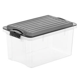 CONTENITORE COMPACT - 39,5X27,5X18 CM - A4 - 13 L - PPL - COPERCHIO NERO - TRASPARENTE - ROTHO 79672