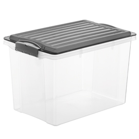CONTENITORE COMPACT - 27X18,5X15 CM - A5 - 4,5 L - PPL - COPERCHIO NERO - TRASPARENTE - ROTHO 79671