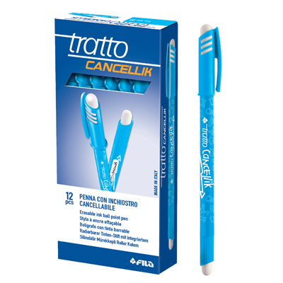 PENNA TRATTO CANCELLIK AZZURRO + GOMMA FILA