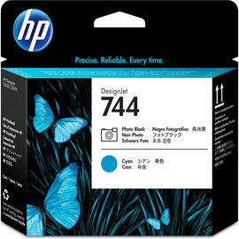 HP - TESTINA - 744 - NERO FOTOGRAFICO / CIANO - F9J86A - 4ML/CAD HPF9J86A
