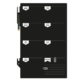 LAVAGNA DA PARETE WEEKPLANNER - 30X45 CM - NERO - SECURIT 80264