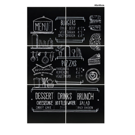 LAVAGNA DA PARETE XXL - 40X40 CM - NERO - SECURIT - SET 6 PEZZI AFFIANCABILI 83355