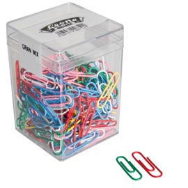 FERMAGLI COLORATI IN SCATOLA GRAN MIX - PLASTIFICATI (PVC) - 125 GR - COLORI E MISURE ASSORTITI - MOLHO LEONE - CONF. 275 PEZZI 68849