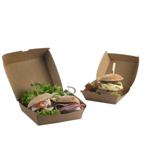 SCATOLE PER HAMBURGER STREET FOOD IN CARTA KRAFT - 16 X 16 X 9 CM - LEONE - CONF. 50 PEZZI 91382