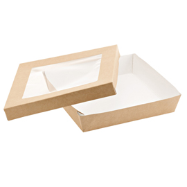 SCATOLA DA ASPORTO - CON FINESTRA TRASPARENTE - 18 X 18 X 5 CM - CARTA KRAFT/PE - AVANA - LEONE - CONF. 20 PEZZI 101415