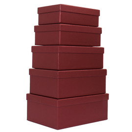 SET SCATOLE REGALO - DIMENSIONI ASSORTITE - FANTASIA BURGUNDY - CONF. 5 PEZZI 100140