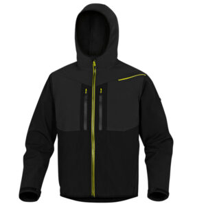 GIACCA SOFTSHELL HORTEN - TESSUTO SOFTSHELL-POLIESTERE-ELASTAN - CON CAPPUCCIO - TAGLIA M - NERO-GIALLO - DELTAPLUS 89929