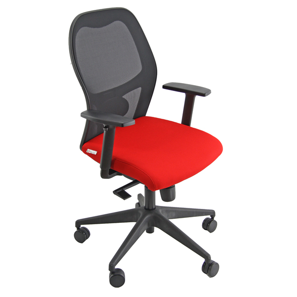 POLTRONA SEMIDIREZIONALE HUBBLE PRO MEMORY - IGNIFUGA - NERO-ROSSO - CON BRACCIOLI E RUOTE - UNISIT 86769