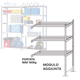 KIT AGGIUNTA SCAFFALE - 5 RIPIANI - ACCIAIO CROMATO - 100X35X200 CM - PAPERFLOW 64847