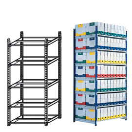 SCAFFALE RANG'ECO - MODULO BASE - 5 RIPIANI - 100X70X200 CM - GRIGIO - PAPERFLOW 75744