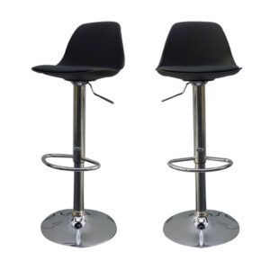 SGABELLO BOBBA - PPLACCIAIO CROMATO - 39X42X83-104CM - NERO - PAPERFLOW 90226