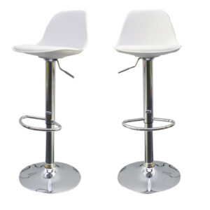 SGABELLO BOBBA - PPL ACCIAIO CROMATO - 39 X 42 X 83 - 104 CM - BIANCO - PAPERFLOW 89580