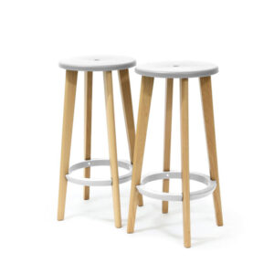 SGABELLO WOODY - DIAMETRO 33CM E ALTEZZA 76CM - BIANCO - PAPERFLOW - SET 2 PEZZI 89582