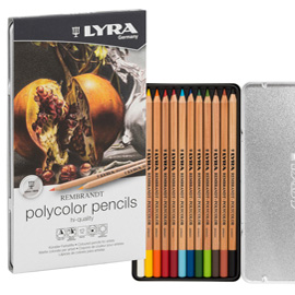 PASTELLI COLORATI REMBRANDT POLYCOLOR -  3,7 MM - COLORI ASSORTITI - LYRA - ASTUCCIO IN METALLO 12 PEZZI 84930