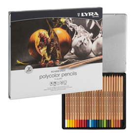 PASTELLI COLORATI REMBRANDT POLYCOLOR - 3,7 MM - COLORI ASSORTITI - LYRA - ASTUCCIO METALLO 24 PEZZI 56393