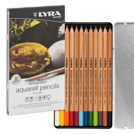 PASTELLI AQUARELL REMBRANDT - 3,7 MM - COLORI ASSORTITI - LYRA - ASTUCCIO METALLO 12 PEZZI 85022