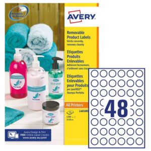 ETICHETTE ADESIVE ROTONDE RIMOVIBILI - D 25 MM - 25 FOGLI (48 ET-FG) - LASER-INKJET - AVERY 91778