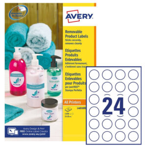 ETICHETTE ADESIVE ROTONDE RIMOVIBILI - D 37 MM - 25 FOGLI (24 ET-FG) - LASER-INKJET - AVERY 91777