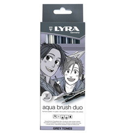 ASTUCCIO 6 PENNARELLI AQUA BRUSH DUO LYRA SCALA DI GRIGIO L6521063 93294