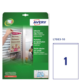 TASCHE ADESIVE L7083 - 21X29,7 CM - PERMANENTE - A4 - TRASPARENTE - AVERY - CONF. 10 PEZZI 83466