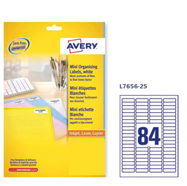 ETICHETTE ADESIVE L7656 - BIANCHE - A4 - 46 X 11,1MM (84ET-FG) - INKJET-LASER - AVERY - CONF. 25FG 47036