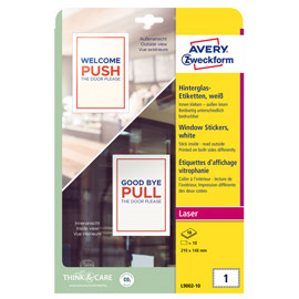 ADESIVI PER FINESTRE IN CARTA CON PELLICOLA 210X148MM 1ADESIVO/FG LASER AVERY 100677