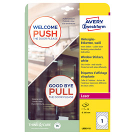 ADESIVI PER FINESTRE IN CARTA CON PELLICOLA D200MM 1ADESIVO/FG LASER AVERY 100678