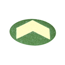 BOLLO CON FRECCIA FOTOLUMINESCENTE ADESIVA - DIAMETRO 6 CM - GIALLO/VERDE 98279