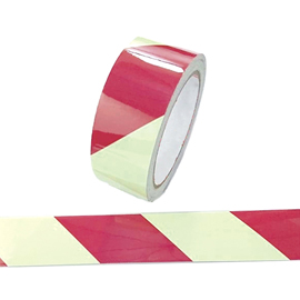NASTRO FOTOLUMINESCENTE ADESIVO - 4 CM X 10 M - GIALLO/STRISCE ROSSE 98274