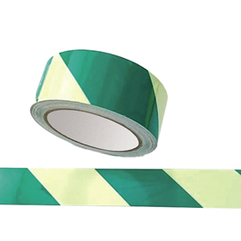 NASTRO FOTOLUMINESCENTE ADESIVO - 4 CM X 10 M - GIALLO/STRISCE VERDI 98275