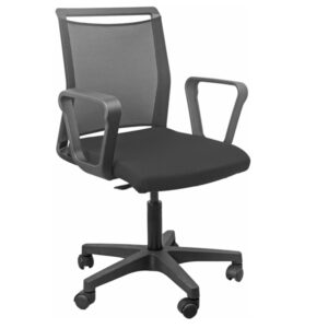 SEDIA HOME - OFFICE SMART LIGHT - SCHIENALE IN RETE NERO - SEDUTA NERA CON BRACCIOLI - UNISIT 92540