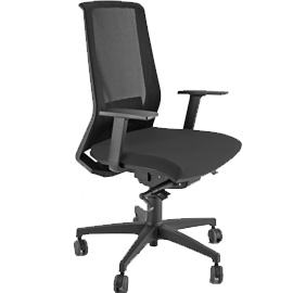POLTRONA SEMIDIREZIONALE LIGHT - CON RUOTE E BRACCIOLI - NERO - UNISIT 76648