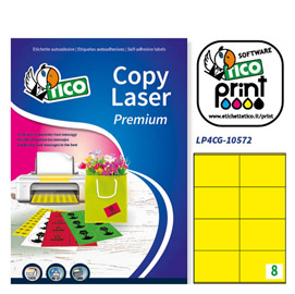 ETICHETTA ADESIVA LP4C - PERMANENTE - 105X72 MM - 8 ETICHETTE PER FOGLIO - GIALLO OPACO - TICO - CONF. 70 FOGLI A4 68640