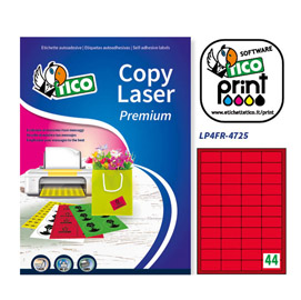 ETICHETTE ROSSO FLUO 70FG. A4 44ET-FG 47,5X25X5 ANGOLI TONDI TICO 53657