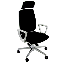 POLTRONA SEMIDIREZIONALE LARISSA LR1B - CON BRACCIOLI FISSI E POGGIATESTA - NERO - UNISIT 74204